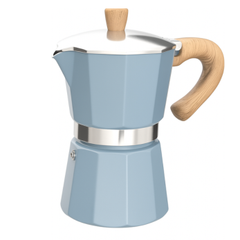 Pastel Blue Stovetop Moka Pot – Italian Espresso Maker 6 cup