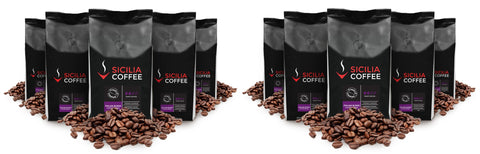Italian-style espresso coffee beans.