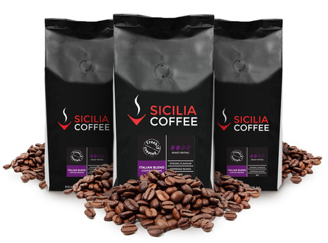 Italian-style espresso coffee beans.